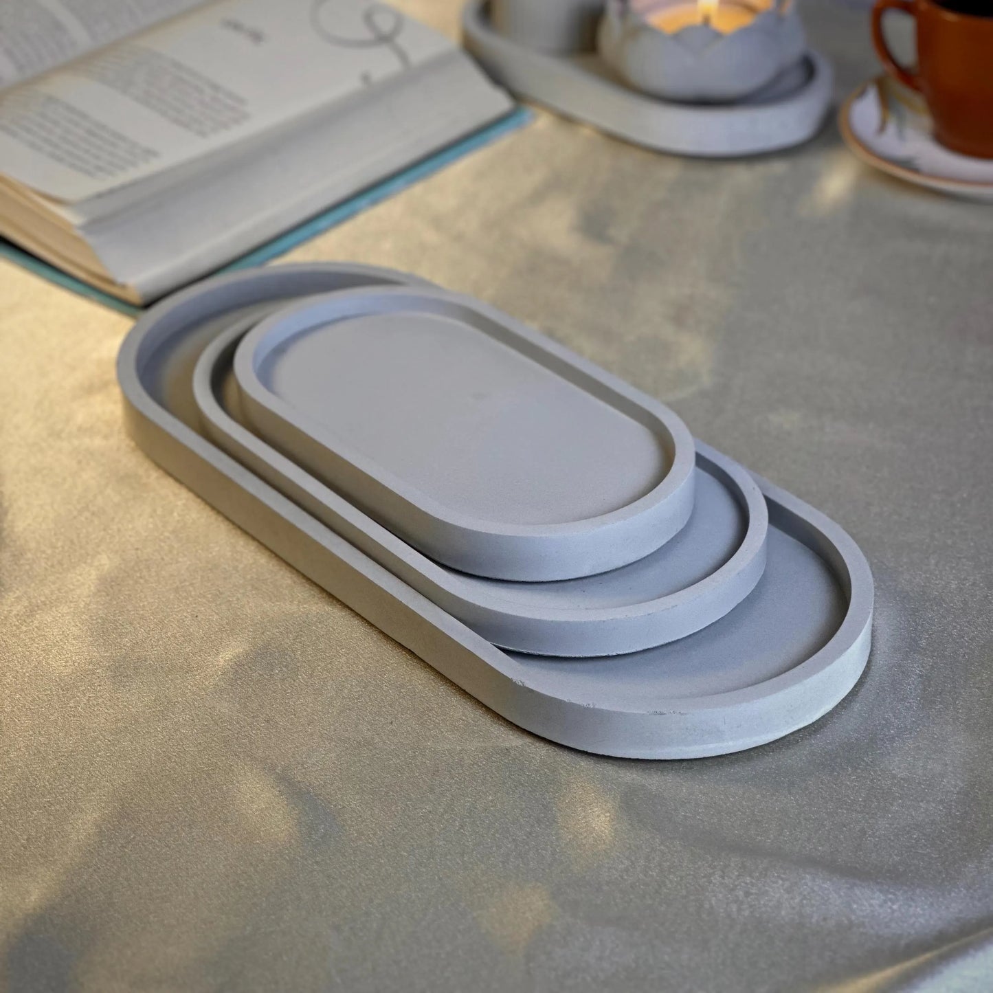 Concrete Oval Tray | Handmade Bathroom Vanity Tray | Jewelery Holder | Decorative Organizer | Modern Home Decor