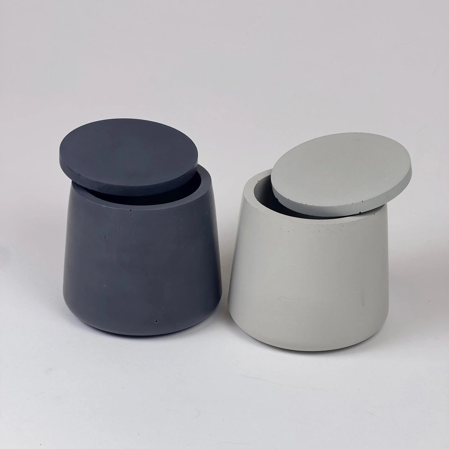 Concrete Jar Candle Vessel - Empty | Handmade Stylish Trinket Storage with Lid | Modern Home Decor | Unique Mother's day Gift