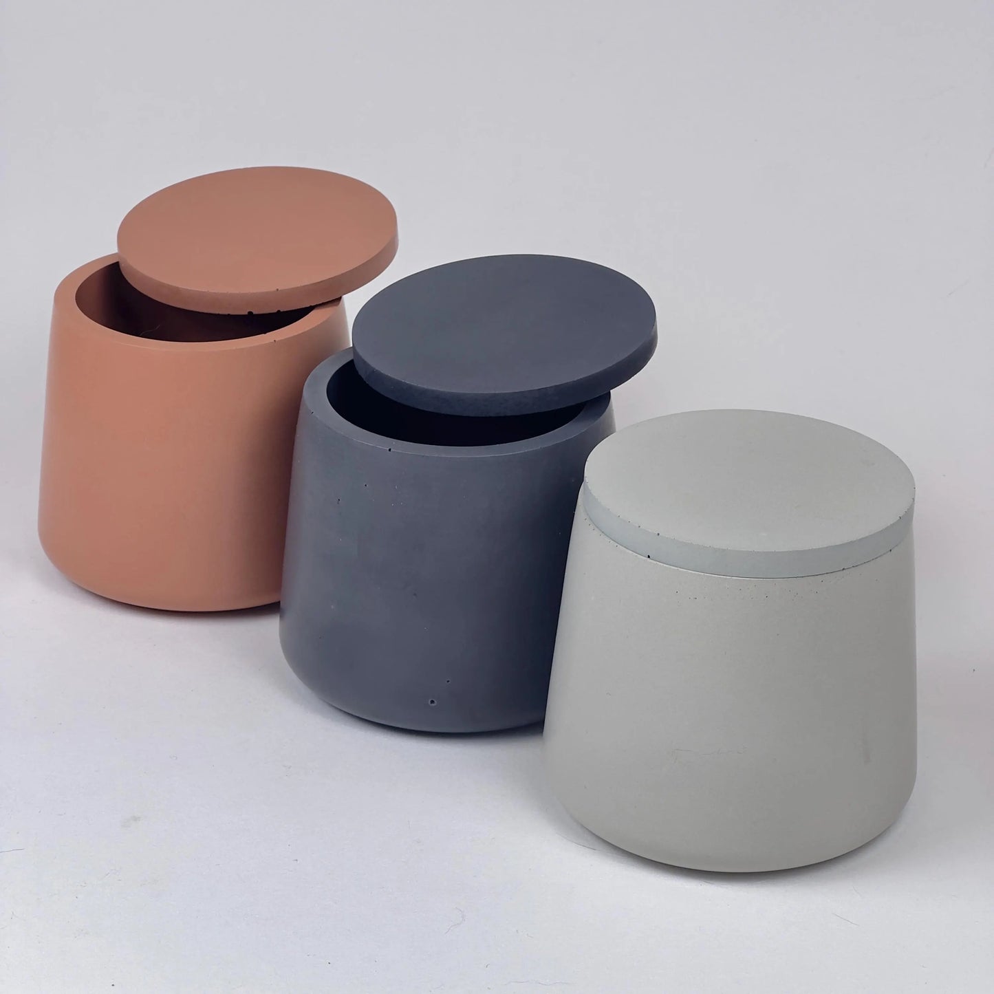 Concrete Jar Candle Vessel - Empty | Handmade Stylish Trinket Storage with Lid | Modern Home Decor | Unique Mother's day Gift